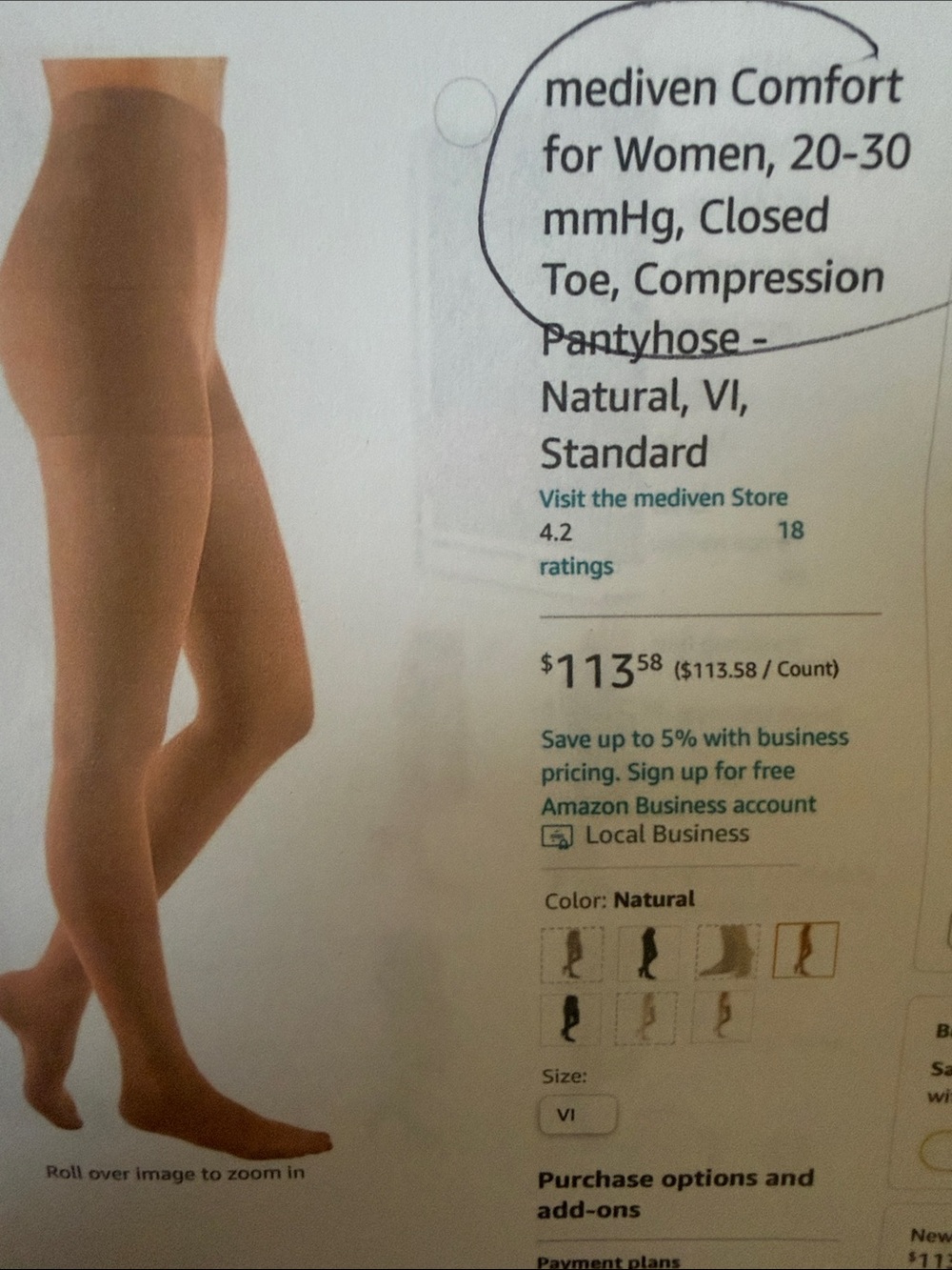 Comfort Medical Compression Pantyhose — Nude (Beige) - Picture 5 of 6